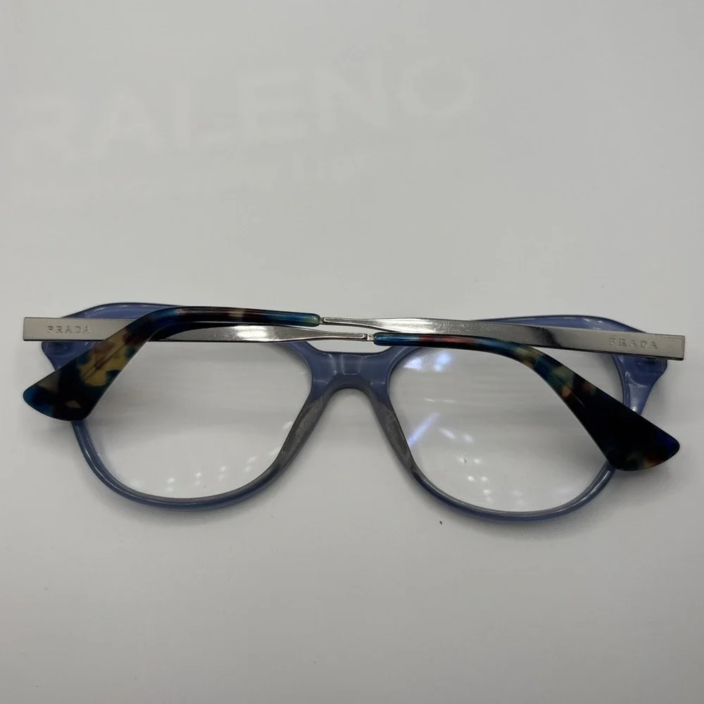 PRADA VPR 28S Womens Eyeglasses UFW-1O1 Blue/Silver Cat Eye Frame 52-16-140 #465